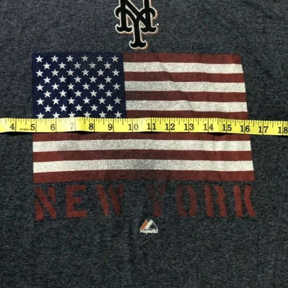 VTG NEW YORK METS AMERICAN FLAG SHIRT MAJESTIC - Picture 8 of 8